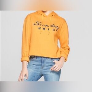 Mustard Yellow Women’s Long Sleeve Sunday Mood Cropped Hoodie Size L